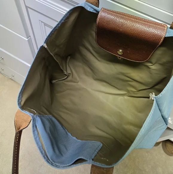 Blue Tote Bag with Brown Accents - Picture 2 of 10